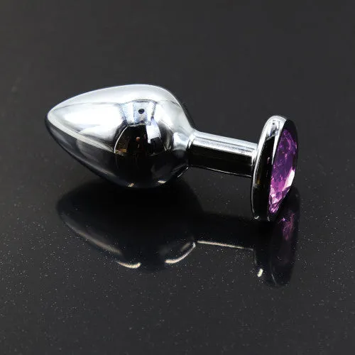 SMALL Heart Base Metal butt plug Sparkling Purple 7 cm