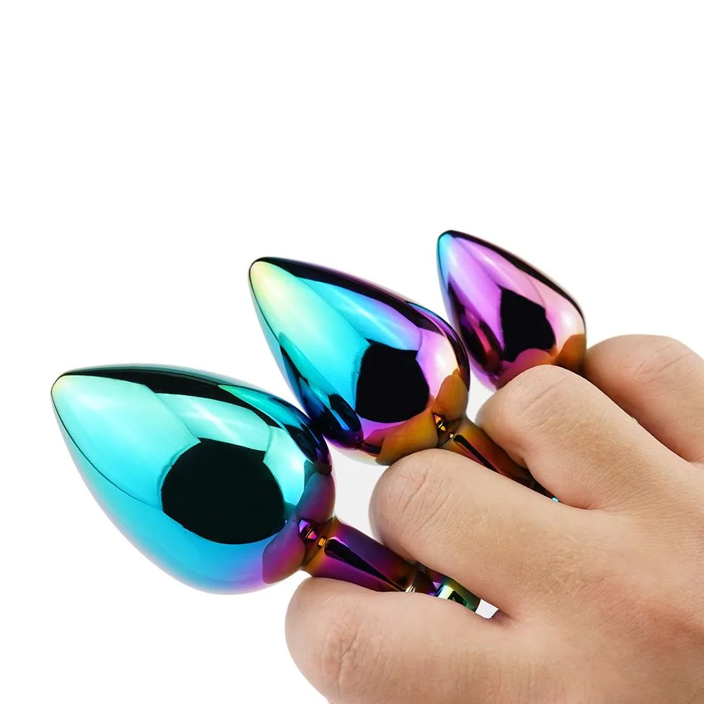 Small Jewelled Rainbow Heart Metal Butt Plug