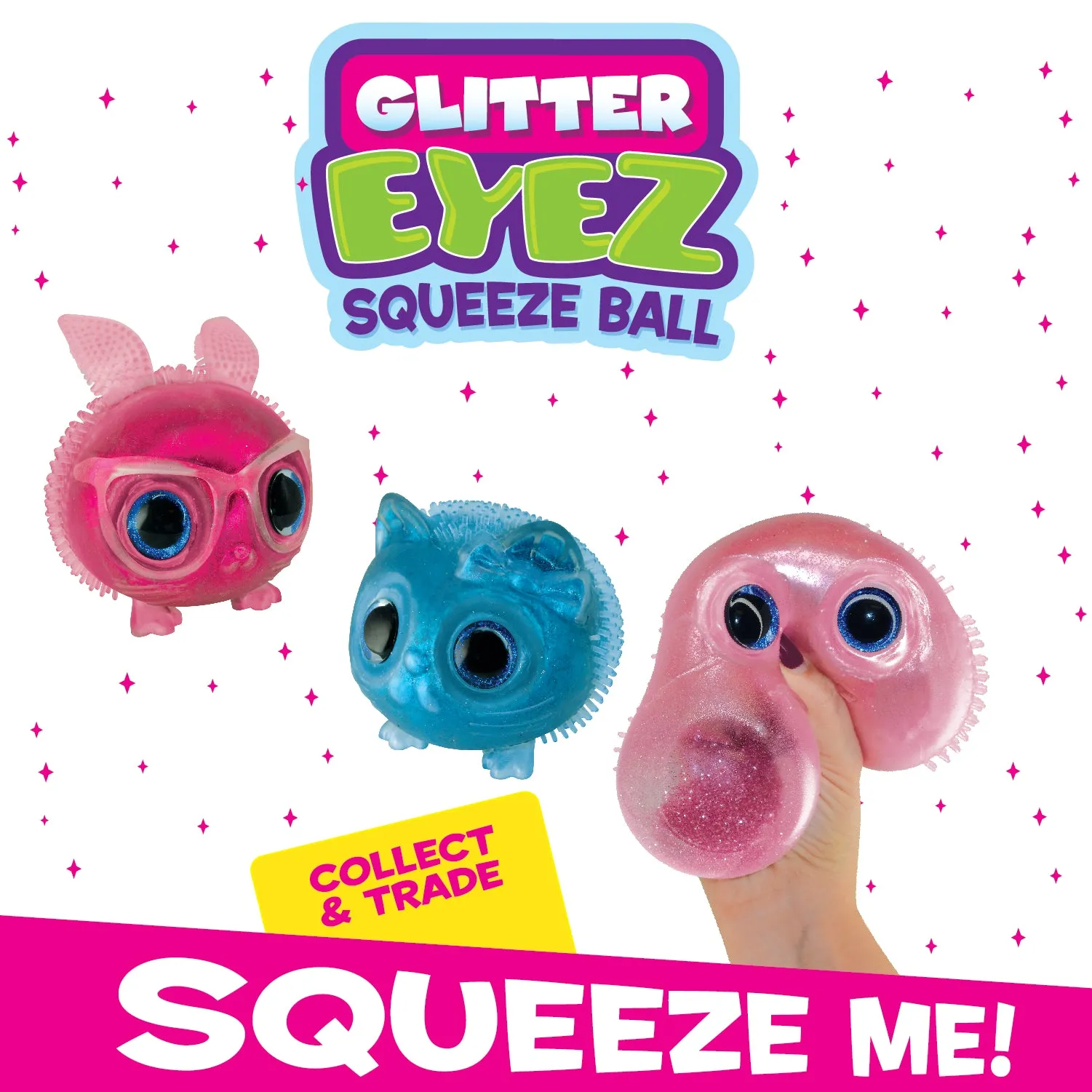 Squish and Squeeze Glitter Animal Eyes Toy - 12 Pieces Per Retail Ready Display 26818