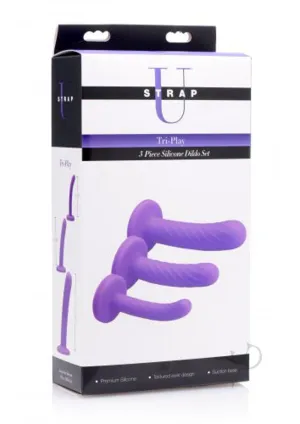 Strap U Tri Play Silicone Dildo 3pc Set