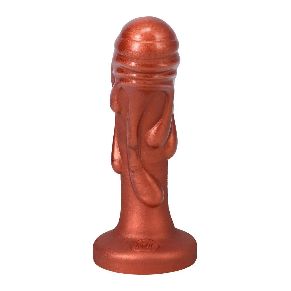 Tantus Magma Textured Silicone Dildo. Copper