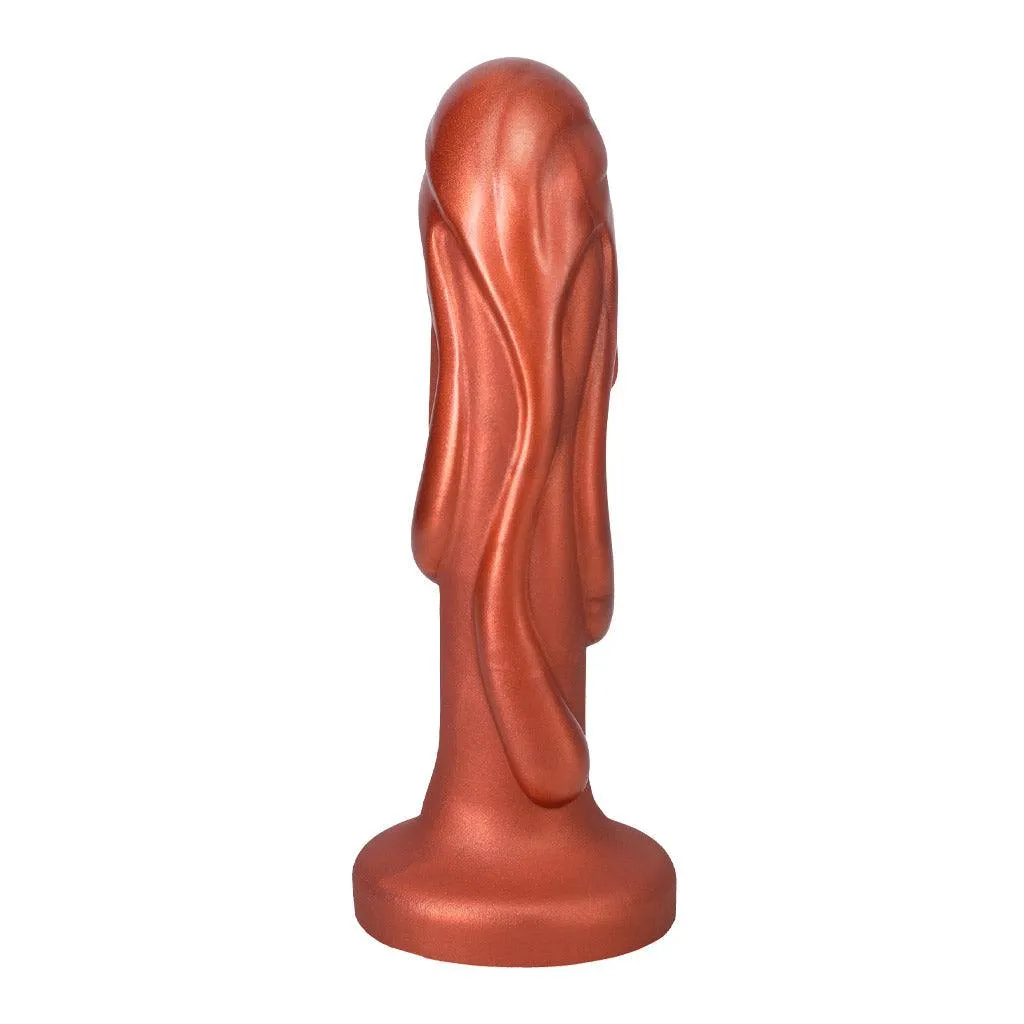 Tantus Magma Textured Silicone Dildo. Copper