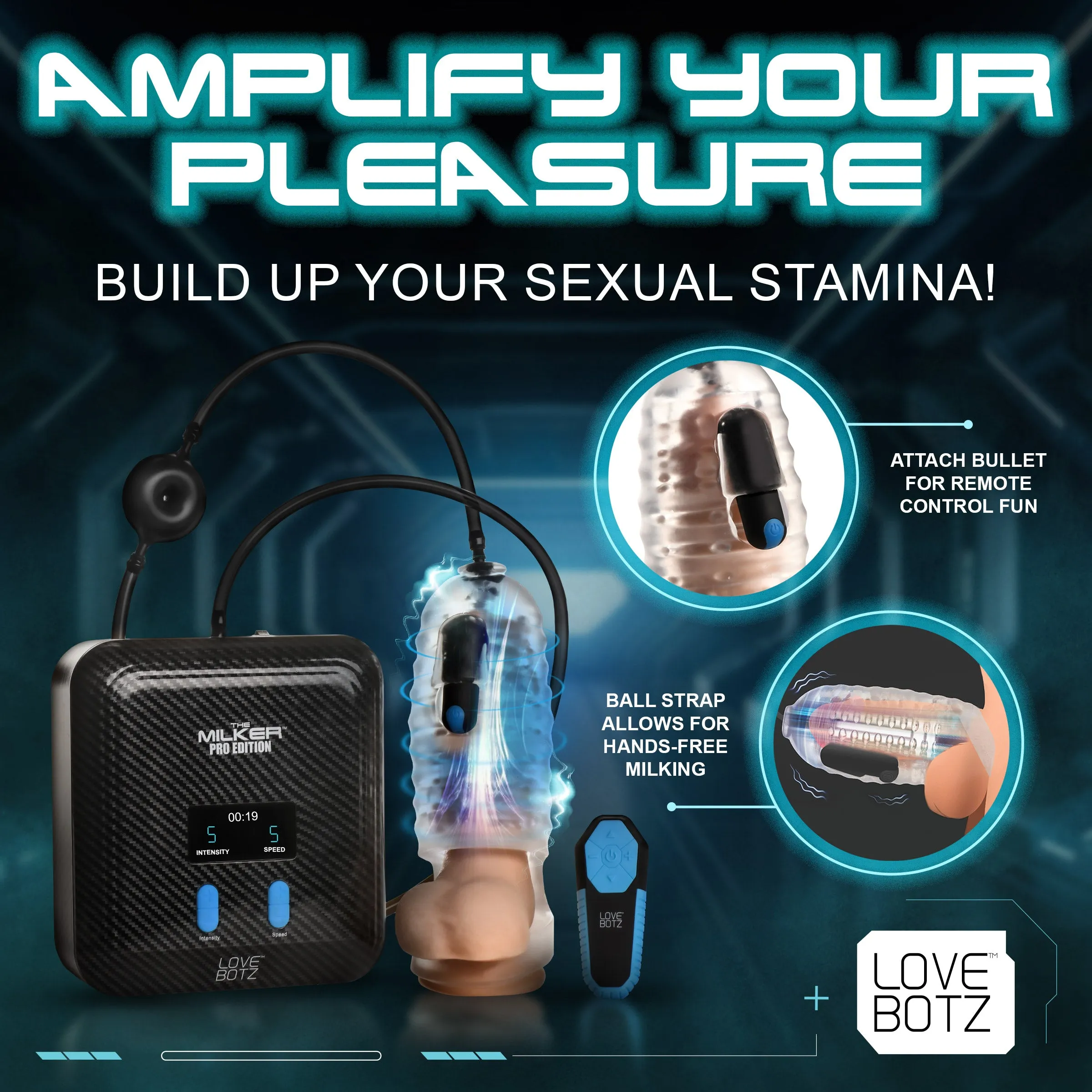 The Milker Stamina With Automatic Stroking. Suction And Vibration