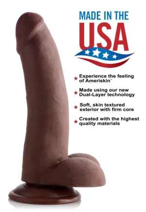 Usa Cocks 8 Inch Ameriskin Dual Density Dildo -  Dark Skin Tone