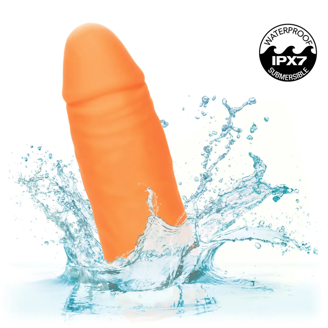 Vibrating Stud Mini Cock Shaped Bullet Vibrator - Orange