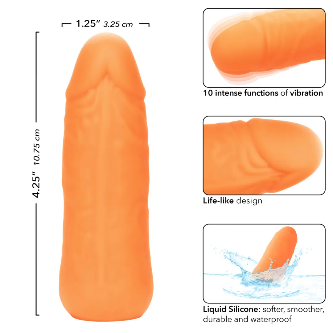 Vibrating Stud Mini Cock Shaped Bullet Vibrator - Orange