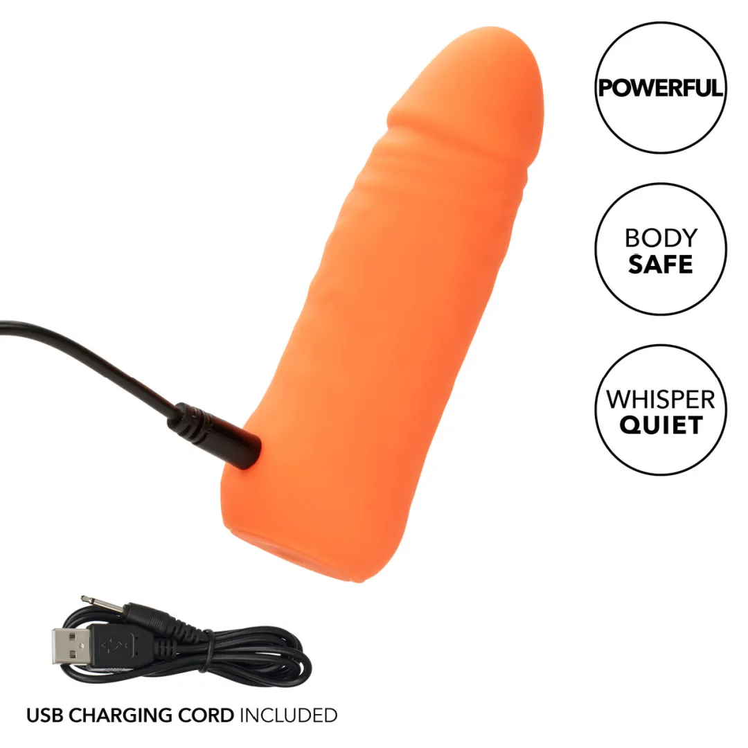 Vibrating Stud Mini Cock Shaped Bullet Vibrator - Orange
