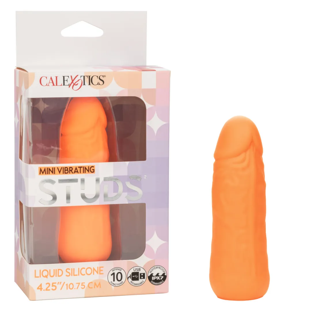Vibrating Stud Mini Cock Shaped Bullet Vibrator - Orange